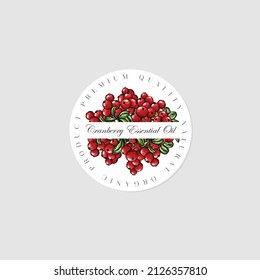 Cosmetic Cranberry Essencial Oil label. Vector Print Template .