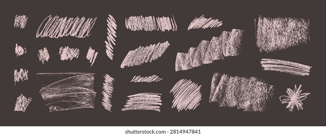 Cosmetic crayon brush strokes background. Hand drawn pastel texture banner template. Realistic organic vector charcoal backdrop. Modern grunge pencil blush layout. Art kit makeup smudge paint on paper