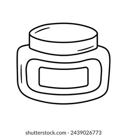 Cosmetic cream bottle. Hand drawn doodle vector illustration.