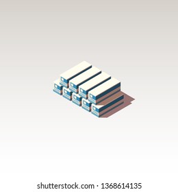 Cosmetic cream in box isometry Shopping Online isometric on Website or Mobile Application Concept Marketing and Digital marketing. view isometry box isolated on white table isometric