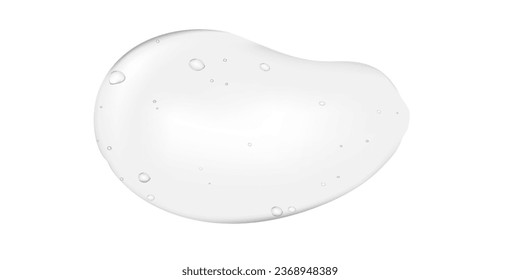 Textura de gel líquido transparente de crema cosmética con microburbujas sobre fondo blanco. Muestra clara de productos para el cuidado de la piel. Crema líquida. Ilustración vectorial. Fondo de espacio vacío. Antecedentes abstractos.