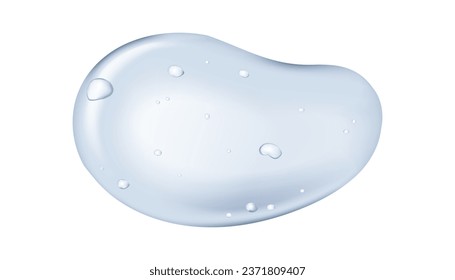 Cosmetic cream clear liquid gel texture with micro bubbles on white background. Clear skincare product sample. Liquid cream. Vector illustration. Empty space background. Abstract background.