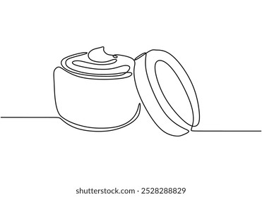 creme cosmético contínuo um desenho de linha. Beleza e conceito de moda. Ilustração de vetor minimalista isolada no fundo branco.
