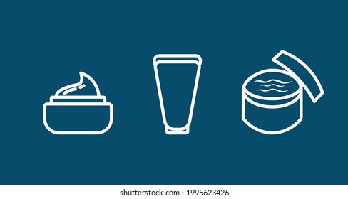 cosmetic cream design element line icon set