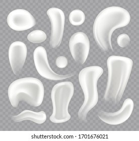 Cosmetic cream gel texture realistic isolated set collection. Vector flat graphic design illustration