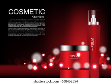 Cosmetic cream with glowing bubble lights on dark background