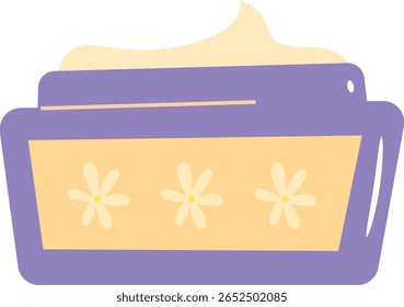 Cosmetic Cream Jar with Floral Design Flat Illustration