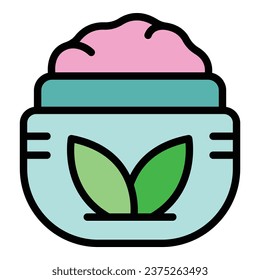 Cosmetic cream jar icon outline vector. Coco natural. Extract product color flat