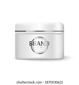 Cosmetic cream jar isolated on white background. Ready mock up template for design. Realistic packaging mockup template. Vectral illustration