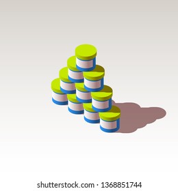Cosmetic cream in jar isometry Shopping Online isometric on Website or Mobile Application Concept Marketing and Digital marketing. view isometry bottle isolated on white table isometric