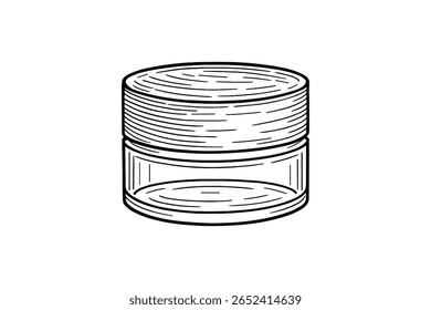 Cosmetic Cream Jar Outline Illustration for Beauty Products and Skincare Packaging