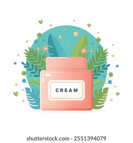 cosmetic cream jar for skincare flat illustration isolated on white background