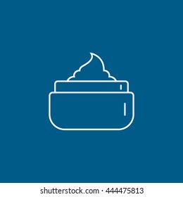 Cosmetic Cream Line Icon On Blue Background