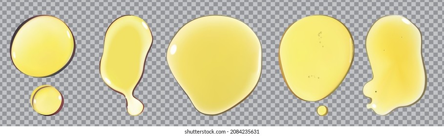 Cosmetic Cream Liquid Yellow Gel Drop Or Smear Isolated On transparent Background.Top view Virus protection or cosmetics concept Serum texture . Realistic vector illustration