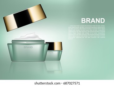 Cosmetic Cream On Pale Green Background Vector Beauty Cosmetic Ads