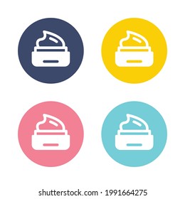 Cosmetic cream packaging icon. Button design