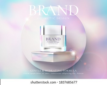 Cosmetic cream product ads against colorful background in 3d illustration. Beauty product advertisement banner. - Shutterstock ID 1837685677