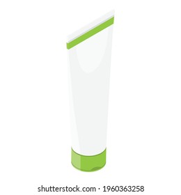 Cosmetic cream tube isometric view, isolated on white background. Packaging design. Vector 