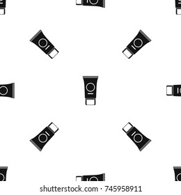 Cosmetic cream tube pattern repeat seamless in black color for any design. Vector geometric illustration