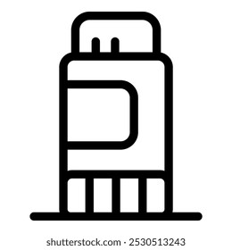 Cosmetic cream tube standing on white background icon vector outline
