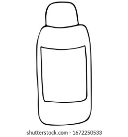 Cosmetic cream. Vector drawing in Doodle style.A simple black and white picture on a summer theme. Isolated on a white background. Element of design and decor.