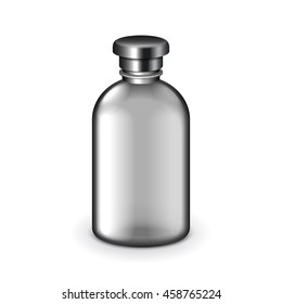 Cosmetic dark plastic bottle for shampoo or balm isolated vector illustration