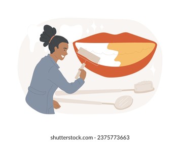 Ilustración vectorial de concepto aislado de odontología cosmética. Servicio dental cosmético, blanqueamiento de dientes, odontología restaurativa, remodelación de sonrisas, tratamiento estético, concepto vectorial de centro médico.