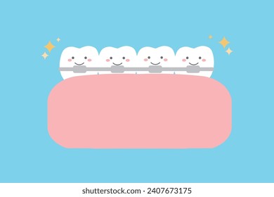 Cosmetic dentistry orthodontics tooth character illustration