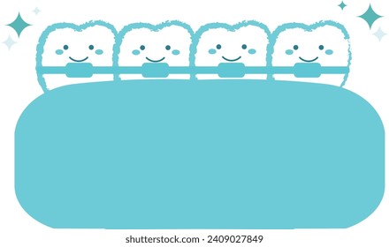 Cosmetic dentistry orthodontics tooth character illustration blue