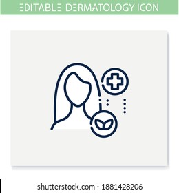 Cosmetic dermatology line icon. Skincare, cosmetology, cosmetics. Skin problems, dermatologic diseases treatment. Health and beauty concept. Isolated vector illustration. Editable stroke 