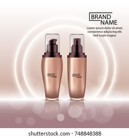 Cosmetic design ads template poster. Realistic cosmetics products for spray and foams. Vector 3d illustration for design  placard, presentation, banners and cover.