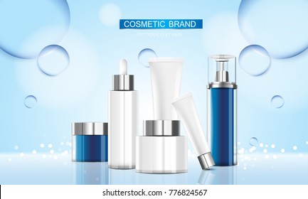 Cosmetic Magazine Template Blue Moisture Skincare Stock Vector (royalty 