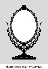 The cosmetic desktop mirror, isolated on gray background. Vector illustration.