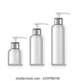 Cosmetic Dispenser Bottles Isolated On White Background. EPS10 Vector