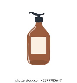 Cosmetic dispenser, jar with dispenser for cosmetics. Bank packaging for lotion, foam, soap. Jar atomizer with label design. isolated object in flat style on white background.	