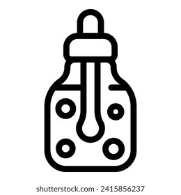 Vector de contorno de icono de cuentagotas cosméticos. Piedra cutánea. Dispositivo de belleza