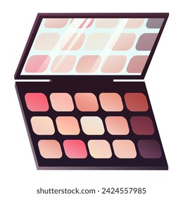 Cosmetic element of colorful set. A captivating illustration blending artistic design and playful cartoon elements to portray cosmetic beauty, particularly eye shadow. Vector illustration.