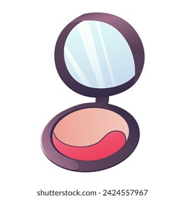 Cosmetic element of colorful set. This image seamlessly blends intricate design with whimsical cartoon elements to showcase the allure of cosmetic beauty, featuring powder. Vector illustration.