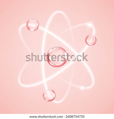 Cosmetic essence molecule or atom. Collagen skin serum. Cosmetic moisturizer. Concept skin care cosmetics solution