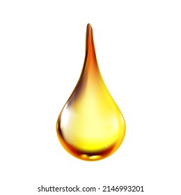 Cosmetic Essential Oil Drop Liquid Dripping Vector. Healthy Cosmetology Oil Drop Drip, Skincare Therapy Extract. Natural Aromatic Essence For Care Skin Template Realistic 3d Illustration