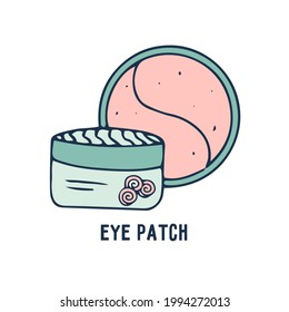 Cosmetic eye patch icon isolated on white background. Color vector illustration in hand draw style for design on the theme of skin care.