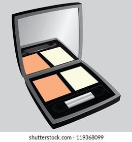 Cosmetic eye shadow with mirror. Vector illustration.
