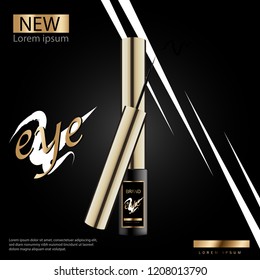 Cosmetic Eyeliner with Packaging Vector Illustration