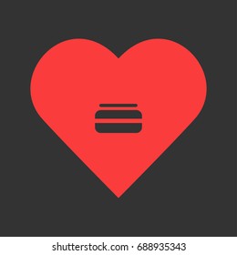 Cosmetic face cream jar icon flat. Simple pictogram on heart background. Vector illustration symbol