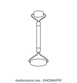 Cosmetic face roller vector contour outline linear icon isolated on white background.