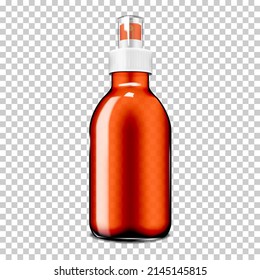 Cosmetic Fine Mist Spray Bottle With Clear Cap On Transparent Background, Realistic Mockup. Beauty Or Medical Product Pump Container, Vector Mock-up. Template For Design