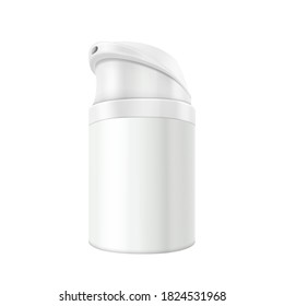 Cosmetic Foam Bottle Can Sprayer Container Vector. Shaving Foamy Cosmetic Metallic Blank Bottle With Pump. Body Care Beauty Hygiene Product Gel Package Template Realistic 3d Illustration
