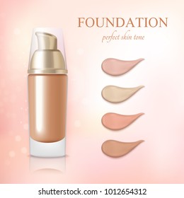 Cosmetic foundation concealer cream color samples realistic commercial advertisement background poster vector illustration 