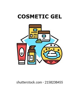 Cosmetic Gel Vector Icon Concept. Cosmetic Gel Tube And Jar Packages, Cosmetology Moisturizing Creamy Product For Skin Treatment And Healthcare. Vitamin Natural Hygiene Lotion Color Illustration