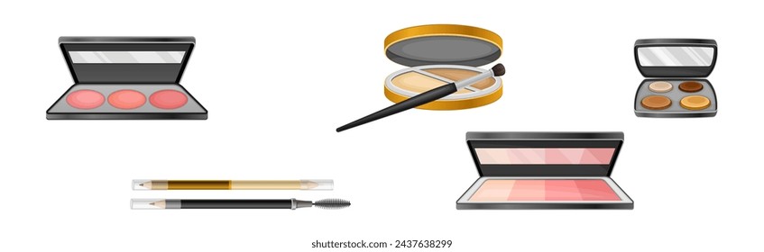 Cosmetic and Glamor Makeup Product and Accessories Vector Set